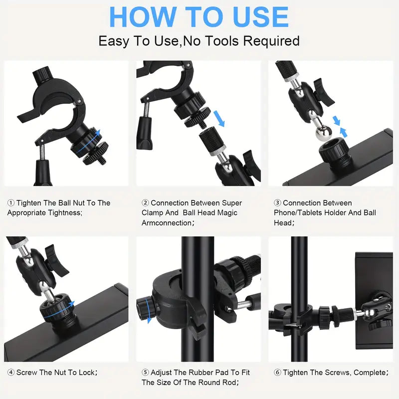 Soporte ajustable universal ABS de pedestal para tabletas y teléfonos.