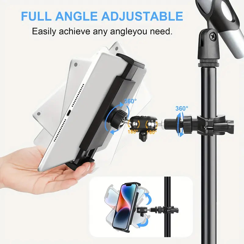 Soporte ajustable universal ABS de pedestal para tabletas y teléfonos.